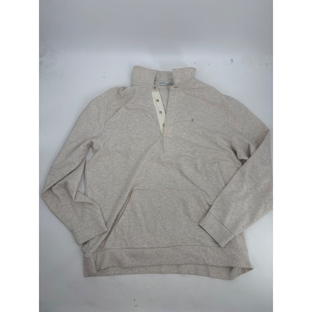 Criquet Shirts Mens XXL Oatmeal Heather 1/4 Button Pullover Kangaroo Pocket